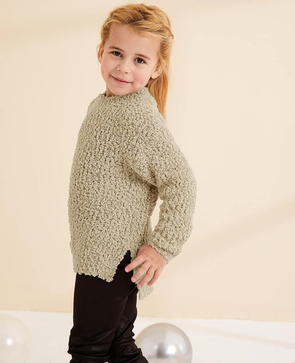 Girl'S Fuzzy Sweater Kids Crew Neck Chunky Pullover Jumper Tops