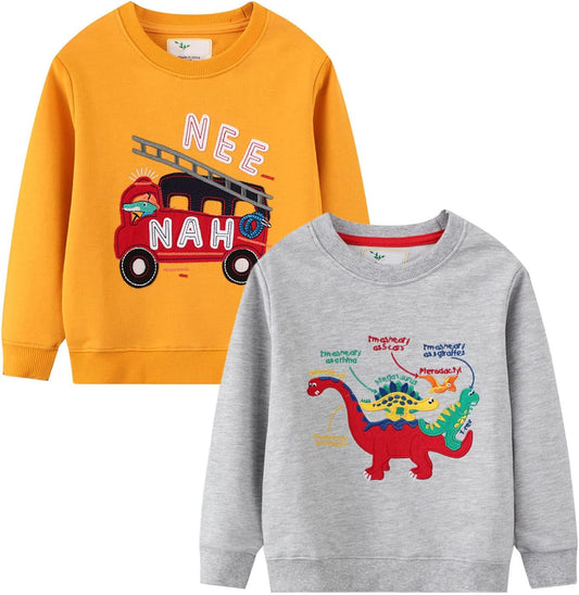 Toddler Boys Graphic Crewneck Sweatshirts 2-Pack, Sizes 2T-7