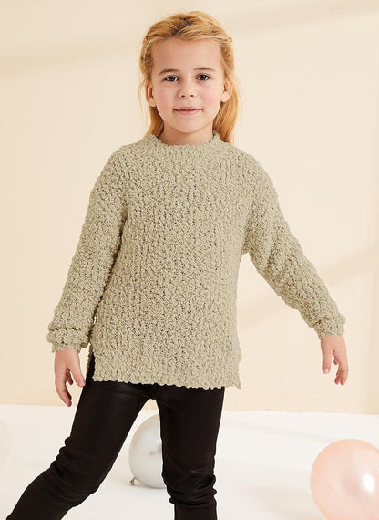 Girl'S Fuzzy Sweater Kids Crew Neck Chunky Pullover Jumper Tops